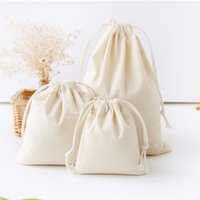 Pure White Cotton Linen Gift Bag Birthday Party Wedding Favor Holder Makeup Jewelry Drawstring Pouch