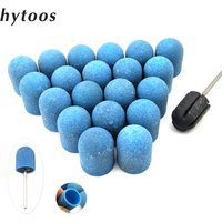 20Pcs 13*19mm Plastic Base Pink Sanding Caps With Rubber Grip Pedicure Polishing Sand Block Drill Accessories Foot Cuticle Tool