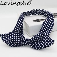LOVINGSHA Dots Design Ladies Hair Accessories For Women Headbands For Girl Bow Hair Holder Rope Female Hair Tie Turban ATC007