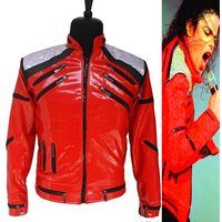 Red Zipper Michael Jackson MJ Beat It Costumes Jacket for Impersonators Halloween Persent Christmas