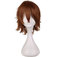 QQXCAIW Short Cosplay Light Brown Wig Men Male 30 Cm Synthetic Hair Wigs