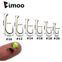 Bimoo 500PCS Size 10 12 14 16 18 20 Standard Nymph & Wet Fly Tying Hook Bronze Sharp Strong Nymph and Wet Fly Fishing Hooks