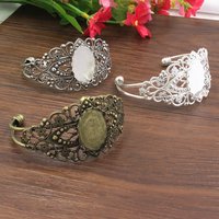 10pcs/lot Vintage Copper Oval Blank Setting Bezel Blank Base Cabochon Bracelet with Inner Dia.18x25mm Base For DIY Bangle K02002