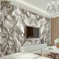 Custom photo wallpaper large mural wall stickers classic white European relief 3d TV wall murals papel de parede stickers