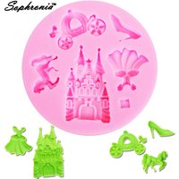 Sophronia M558 Fairy Dress Castle Coach Dress Glass Slipper Horse Shape Silicone Molds Princess Chocolate Cake Decoration Tools