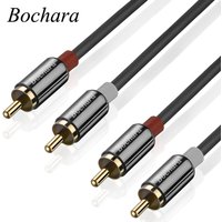 Bochara 2RCA Male to 2RCA Male OFC Audio Cable Copper Shell Foil+Braided Shielded 10m For Amplifier Mixer Speakers