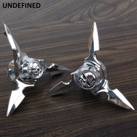 Skull Spun Blade Spinning Axle Caps For Harley Touring Road King Street Glide Dyna Sportster 883 1200 XL Softail VRSC Chrome