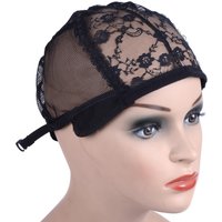 5pcs Lace Wig Caps for Making Wigs Hair Weaving Stretch Adjustable Wig Cap Black Dome Cap for Wig Hair Nets