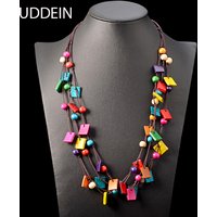UDDEIN Bohemia Statement Necklace & Pendant Multi Layer Beads Wood Pendant Long Necklace Vintage bib Jewelry Handmade Collar