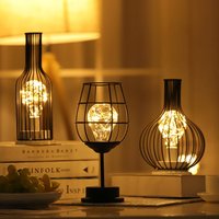 Retro Iron Table Lamp Iron Winebottle LED Light Classic Elegant Desk Lamp Innovative Night Lamp Hotel Home Decoration