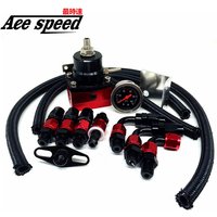 Universal Adjustable Fuel Pressure Regulator With Gauge+AN6 Fuel Line Hose+Fittings End Kit