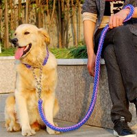 Double Strand Rope Large Dog Leashes Metal P Chain Buckle Contrast Color Pet Traction Rope Collar Set For Big Dogs 1.2m Length