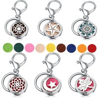 New 43 Design Fashion Perfume KeyChain Jewelry Stainless Steel Essential Oil Diffuser Perfume Aromatherapy Lockets Key Chain