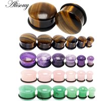 2Pcs/lot Natural Stone Ear Plug and Tunnels Single Flared White Opal Stone Earring Piercings Ear Gauges Expander Body Jewelry