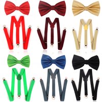 NOUVEAU Solide Hommes Noeud Papillon et Bretelles Ensembles Chemises Classiques Noeud papillon Bretelles Pour Hommes Noeuds Papillon Cravates Papillon