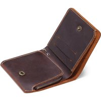 Vintage Men Leather Wallet with Zipper Coin Pocket Handmade Short Genuine Leather Purse for Male Creative Design 2018 New