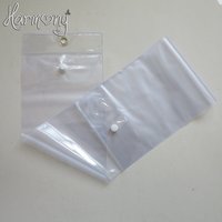 50pcs plastic pvc bags for packing hair extension transparent packaging bags with top hanger and bottom button