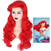 The Little Mermaid Red Wavy Wig Cosplay Comic Ariel Cosplay Anime Wigs + Wig Cap