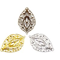 Free shipping 25Pcs Antique Bronze/Gold Color/Silver Leaf Filigree Wraps Connectors Metal Crafts Gift Decoration DIY 57x36mm