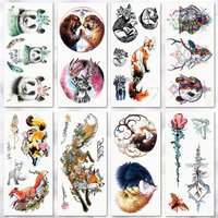 Waterproof Temporary Tatoo Stickers On The Body Art Temporary Men Tattoos Panda Fox Flowers Pattern Fake Tattoo Stickers