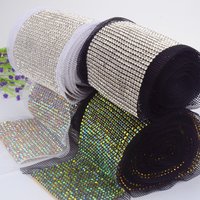 High Quality SS20 Glass Rhinestone Mesh 24 Rows Crystal AB Trimming Sewing Wedding Dress Decoration With Fabric DIY