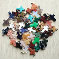 Fashion good quality natural stone mixed color assort cross pendants Charms fit Necklaces jewelry making Wholesale 50pcs/lot