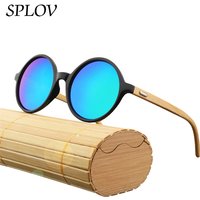 New Natural bamboo Leg Sunglasses Men Women Retro Round Wooden Sun Glasses Coating Steampunk Fashion Shades Male Female Eyewear
