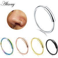 Alisouy New Arrival Stainless Steel 1pc 22G Nose Ring Rings Fake Septum Clicker Body Jewelry Piercing Suspension Clip On Jewelry