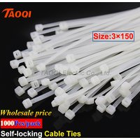 1000Pcs/pack 3*150mm Nylon Cable Ties 1.9mm width Self-locking Plastic Nylon Fasten Wire Zip Tie wholesale price