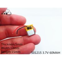 Li-Po 3.7V 60mAh 501215 Lithium Polymer Li-Po li ion Rechargeable Battery cells For Mp3 MP4 MP5 GPS