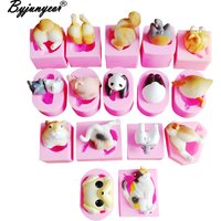 16 Dogs Cats Ass Candle Silicone Soap Mold Fondant Chocolate Sugar Panda Candy Clay Plaster Ice Mould Cake Decorating Tool C382