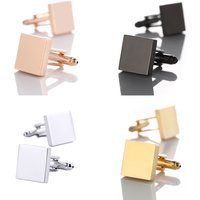 Blank Square 4 Color Shirt Cufflinks for Mens Wholesale Metal Copper Cuff Buttons Business Gifts Male Wedding Jewelry