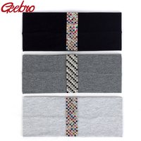 Geebro Fashion Women Cotton Color Rhinestones Crystal Headwear Turban Female Elastic Headband Hair Accessories For Ladies Girls