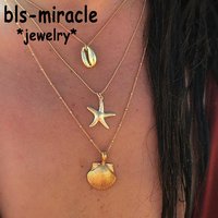 Vintage Starfish Multi layer Necklaces & Pendants For Women Girl Gold Color Beach Style Choker Long Necklace 2019 BOHO Jewelry