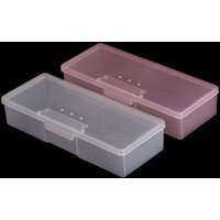 Nail Art Storage Box Polishing File Buffer Container Rectangle Translucent Plastic Nail Drawing Pen Brush Case Organizer