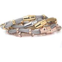 High quality Three Color stainless steel clasp Bracelets with charms cable mesh bracelet chain bracelet for men or women