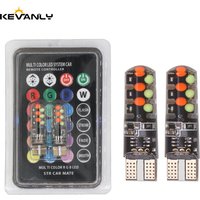 RGB LED T10 W5W Led 194 168 W5W 5050 SMD Car Dome Reading Light Automobiles Wedge Lamp RGB LED Bulb With Remote Controller 12V