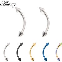 Alisouy 16g Colorful Spike Curved Eyebrow Barbell Piercing Stainless Steel Banana Eyebrow Ear Cartilage Tragus Piercing Jewelry