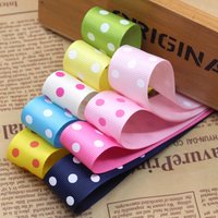 Hot sale (1 meters) 1'' (25mm) Polka Dot Satin Ribbon Printed DIY Handmade Head Wreaths Hair Wedding Party Gift Packing supplies
