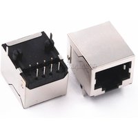 10Pcs RJ45 Socket 8 Pin Cable Interface Shielded Crystal Head Light Copper Shell Connector Female 8P8C