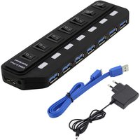 USB 3.0 HUB 4 7 ports haute vitesse 5Gbps Multi répartiteur interrupteur marche/arrêt adaptateur d'alimentation pour MacBook Pro Air ordinateur portable accessoires