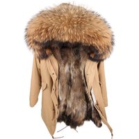 Maomaokong Women Parkas Real Natural Fur Winter Parka Raccoon Fur Collar Fox Inner Fur Liner Jacket Women's Jacket Fur Coat