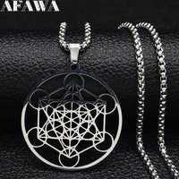 Yoga Hindu Buddhism 7 Chakra Stainless Steel Necklace Sacred Geometry Angel Seal Metatron Symbol Necklace Jewelry cadenas mujer
