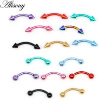 Alisouy 1pc 16G Surgical Stainless Steel 3mm Ball Eyebrow Piercing Curved Barbell Lip Ring Snug Daith Helix Rook Earring