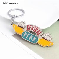 American TV Show Friends Central Perk Keychain Coffee Time Enamel Keyring Chian Pendant For Friends Gifts