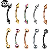 1Pc 6/8/10/12mm G23 Titanium Ball Spike Eyebrow Piercing Curved Barbell Lip Ring Tragus Helix Rook Earring Piercing Body Jewelry