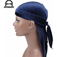 New Luxury Men Shiny Velvet Durags Turban Bandana Headband Men Durag Biker Headwear Hat Hair Accessories Men's Hat