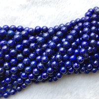 Natural Dark Blue Lapis Lazuli Smooth Round Loose Beads DIY Necklace or Bracelets 15" 06024
