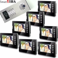 Video Intercom Entry System, Wired 7" LCD Monitor Video Door Phone Kits, 2/3/4/6/8 Units Apartment Video Doorbell