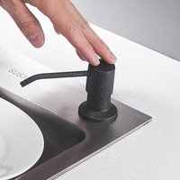 Distributeur de savon pour cuisine à poser sur comptoir, 400 ml, pompe en acier inoxydable, finition noire, pour cuisine, distributeur intégré au comptoir